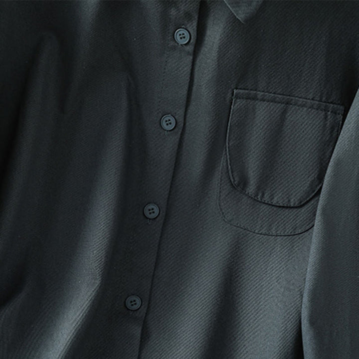 Chemise décontractée en coton à manches longues et col montant pour femme avec poches Buddha Stones - image 2