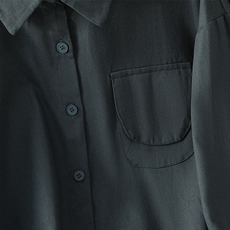 Chemise décontractée en coton à manches longues et col montant pour femme avec poches Buddha Stones - image 7