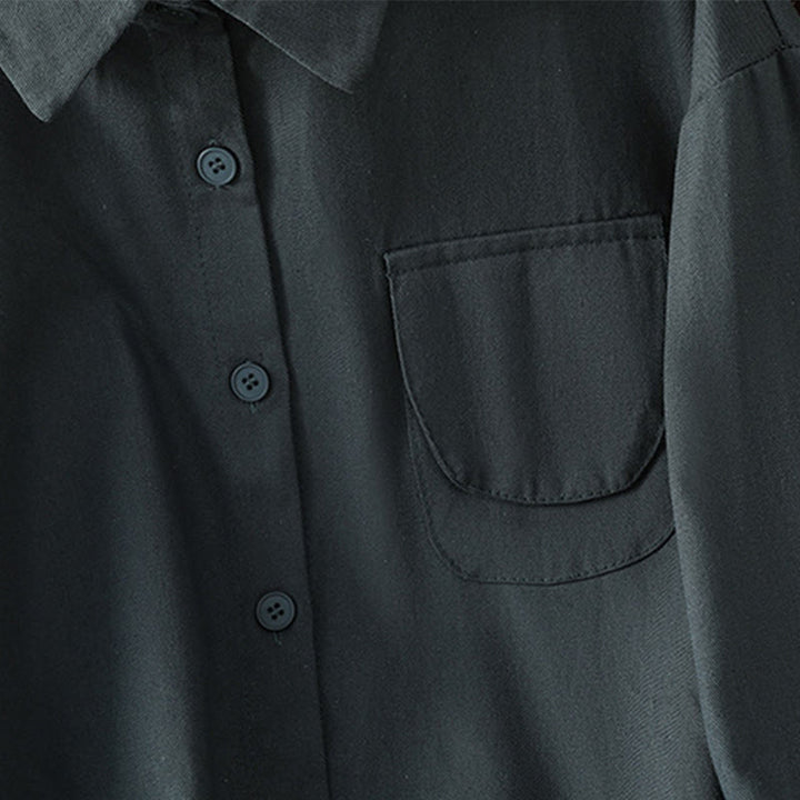 Chemise décontractée en coton à manches longues et col montant pour femme avec poches Buddha Stones - image 7