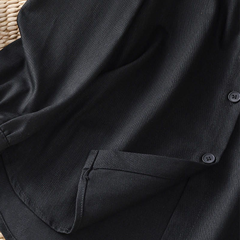 Chemise décontractée en coton à manches longues et col montant pour femme avec poches Buddha Stones - image 17