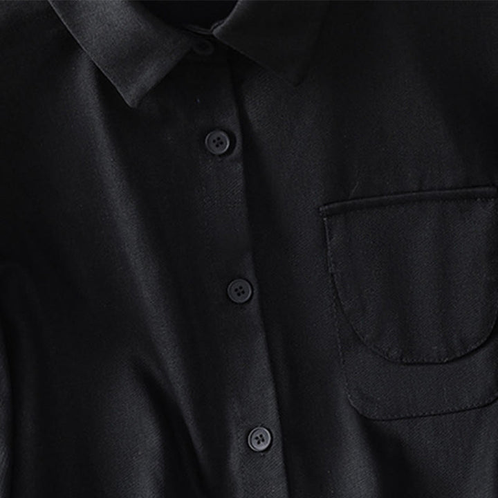 Chemise décontractée en coton à manches longues et col montant pour femme avec poches Buddha Stones - image 12