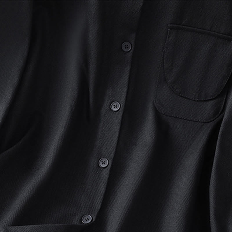 Chemise décontractée en coton à manches longues et col montant pour femme avec poches Buddha Stones - image 13