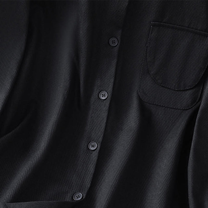 Chemise décontractée en coton à manches longues et col montant pour femme avec poches Buddha Stones - image 13