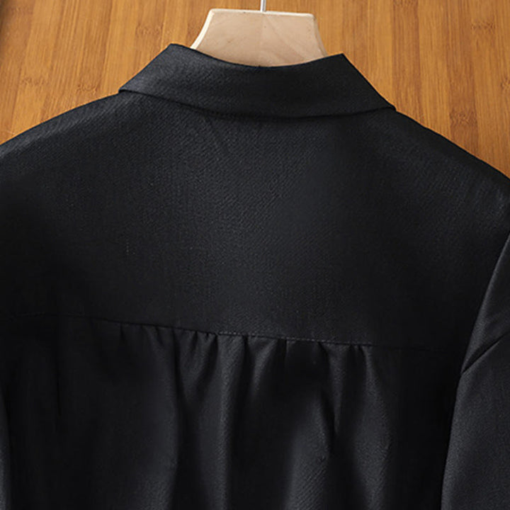 Chemise décontractée en coton à manches longues et col montant pour femme avec poches Buddha Stones - image 11