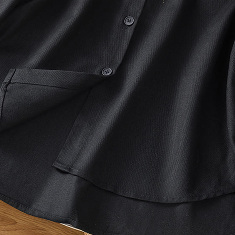 Chemise décontractée en coton à manches longues et col montant pour femme avec poches Buddha Stones - image 15