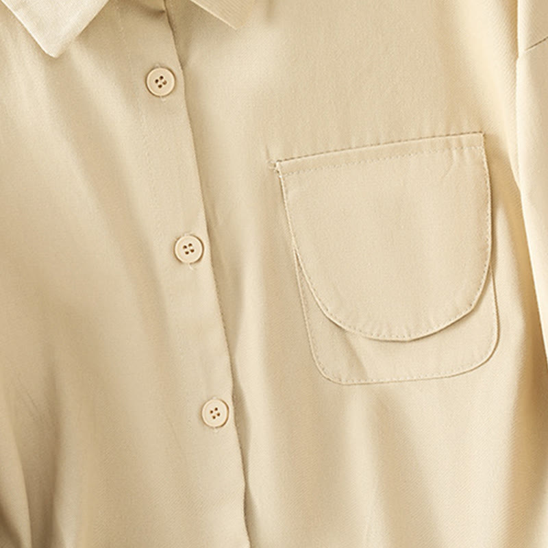Chemise décontractée en coton à manches longues et col montant pour femme avec poches Buddha Stones - image 23