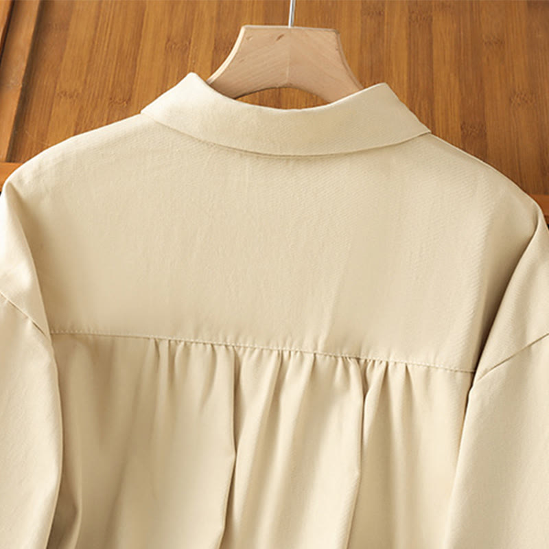 Chemise décontractée en coton à manches longues et col montant pour femme avec poches Buddha Stones - image 24