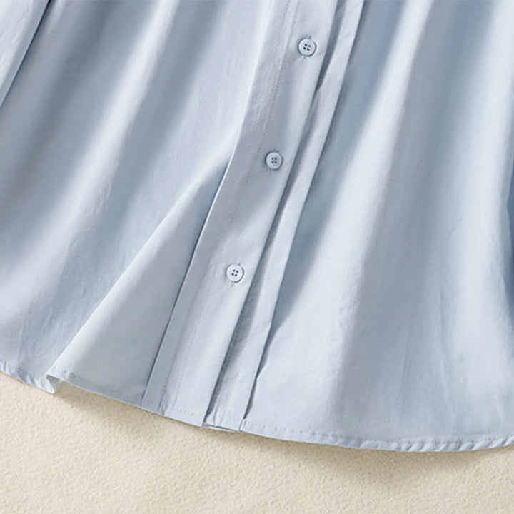 Chemise décontractée en coton à manches longues et revers en dentelle pour femme Buddha Stones - image 5