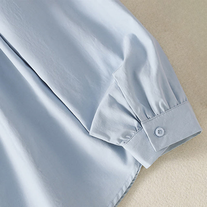 Chemise décontractée en coton à manches longues et revers en dentelle pour femme Buddha Stones - image 7