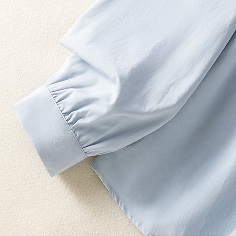 Chemise décontractée en coton à manches longues et revers en dentelle pour femme Buddha Stones - image 8