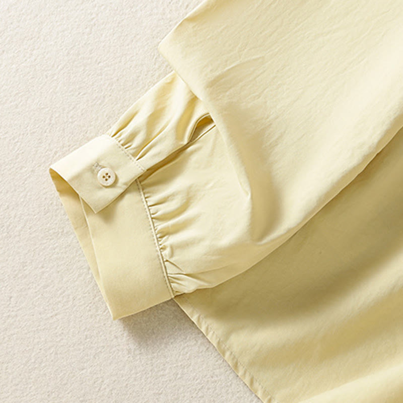 Chemise décontractée en coton à manches longues et revers en dentelle pour femme Buddha Stones - image 15