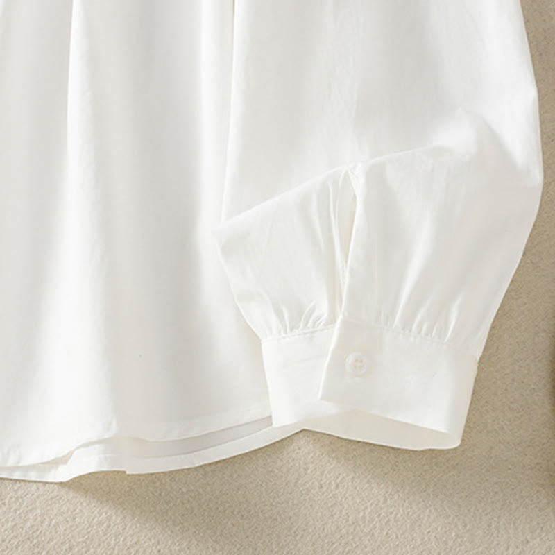 Chemise décontractée en coton à manches longues et revers en dentelle pour femme Buddha Stones - image 23