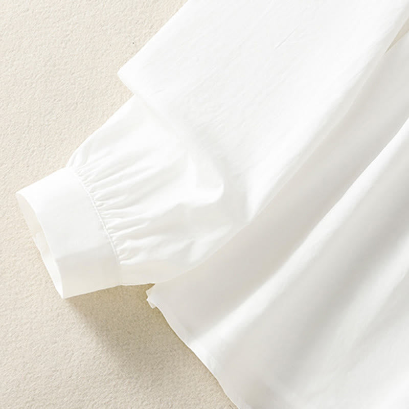 Chemise décontractée en coton à manches longues et revers en dentelle pour femme Buddha Stones - image 24