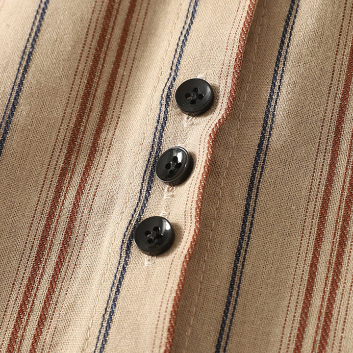 Chemise décontractée à manches longues en polyester pour femme, motif Buddha Stones, à rayures rétro - image 13