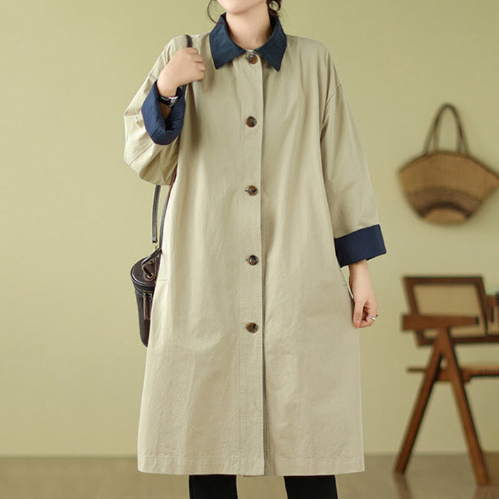 Manteau en coton pour femme avec poches et boutons colorés, motif Buddha Stones - image 3