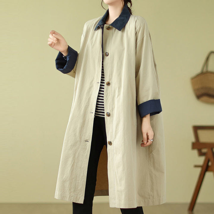 Manteau en coton pour femme avec poches et boutons colorés, motif Buddha Stones - image 4