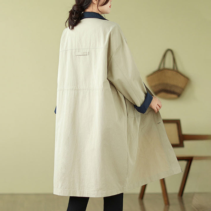 Manteau en coton pour femme avec poches et boutons colorés, motif Buddha Stones - image 1