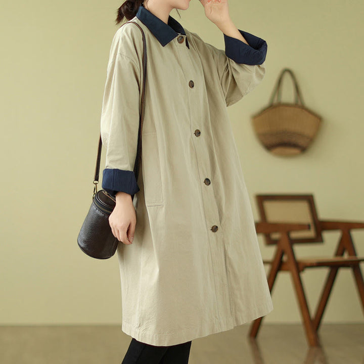 Manteau en coton pour femme avec poches et boutons colorés, motif Buddha Stones - image 2