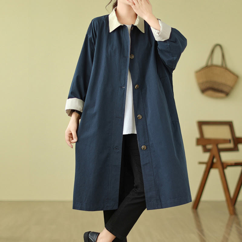 Manteau en coton pour femme avec poches et boutons colorés, motif Buddha Stones - image 9