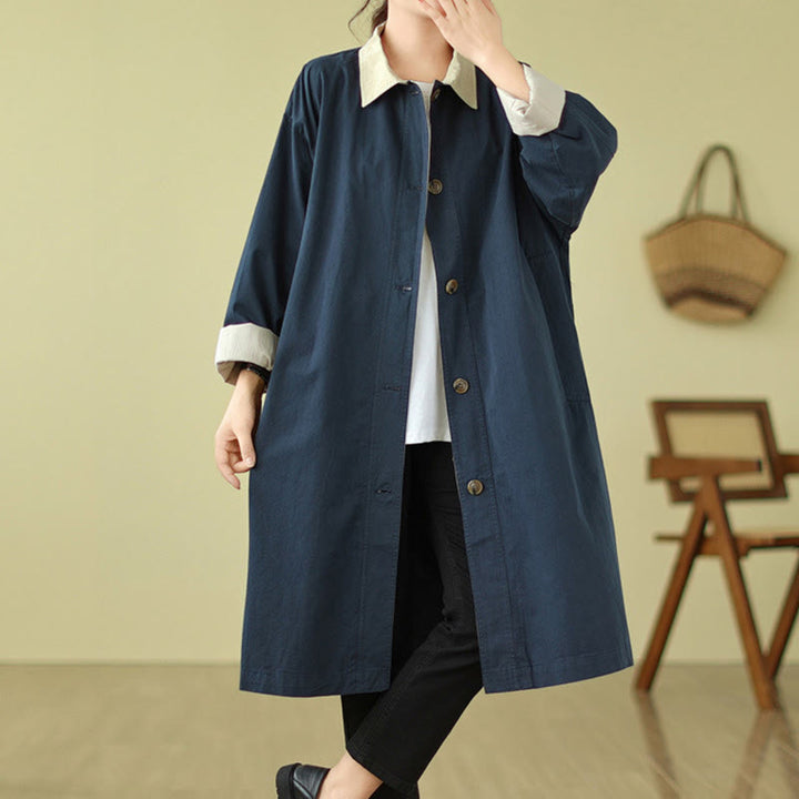 Manteau en coton pour femme avec poches et boutons colorés, motif Buddha Stones - image 9