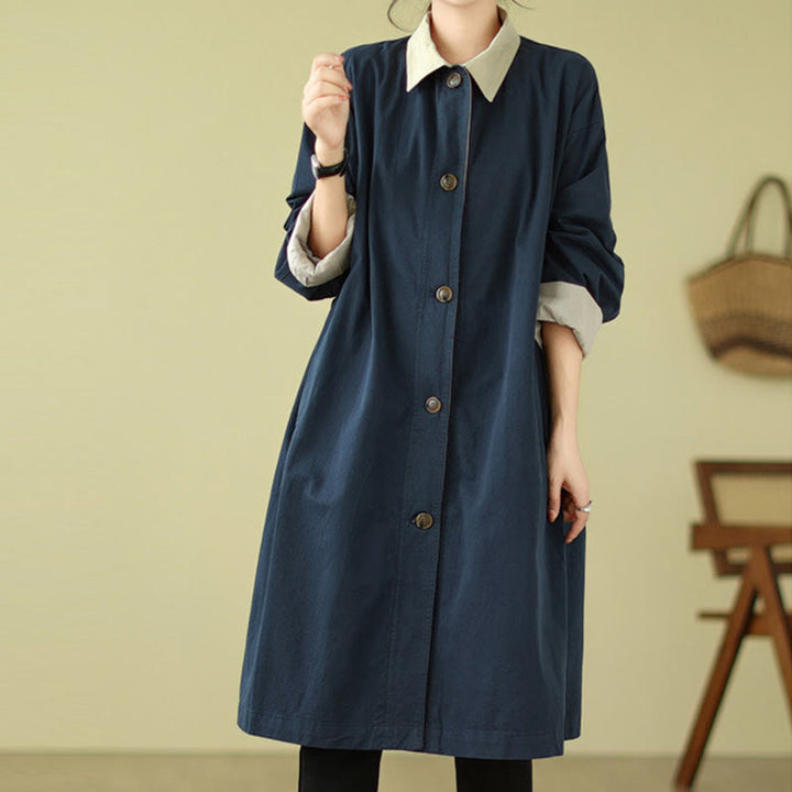 Manteau en coton pour femme avec poches et boutons colorés, motif Buddha Stones - image 6
