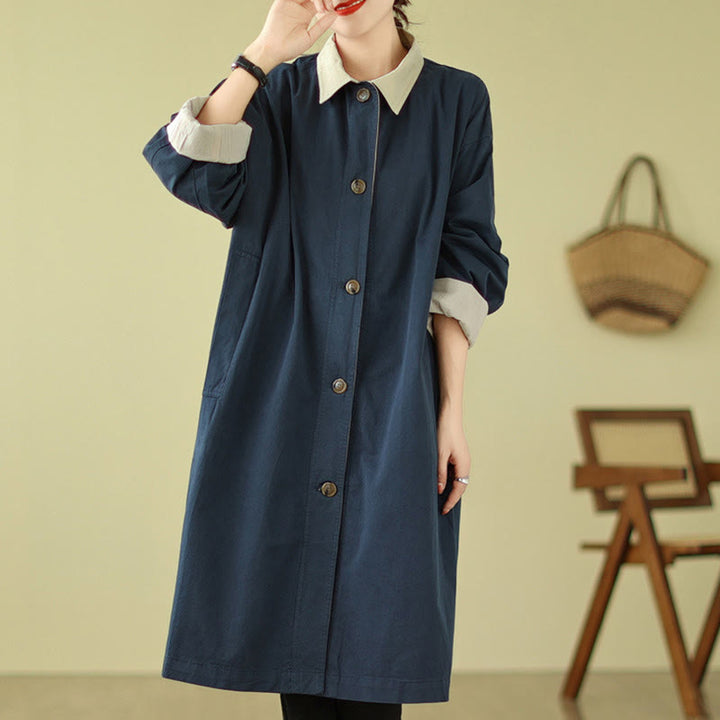 Manteau en coton pour femme avec poches et boutons colorés, motif Buddha Stones - image 8
