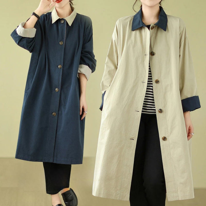 Manteau en coton pour femme avec poches et boutons colorés, motif Buddha Stones - image 10