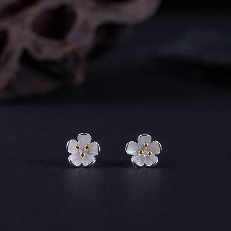 Boucles d'oreilles en argent sterling 925 avec Buddha Stones et étamines dorées  - Étamines dorées (poteaux en argent sterling 925) - image 0