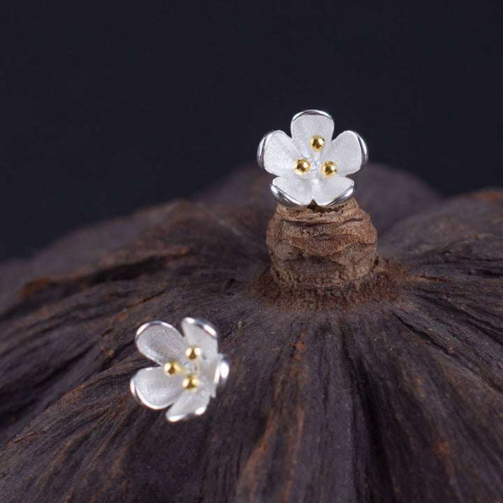 Boucles d'oreilles en argent sterling 925 avec Buddha Stones et étamines dorées  - image 1