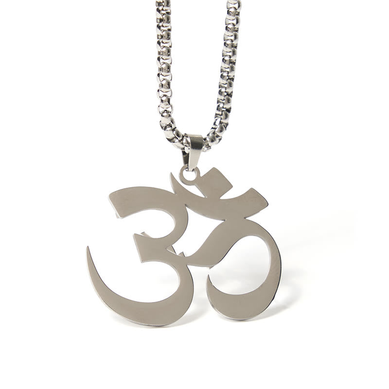 Buddha Stones Collier pendentif en acier inoxydable avec symbole Om et mantra - image 14