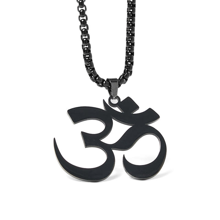 Buddha Stones Collier pendentif en acier inoxydable avec symbole Om et mantra - image 21