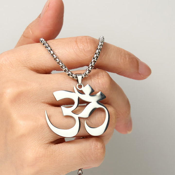 Buddha Stones Collier pendentif en acier inoxydable avec symbole Om et mantra - image 13