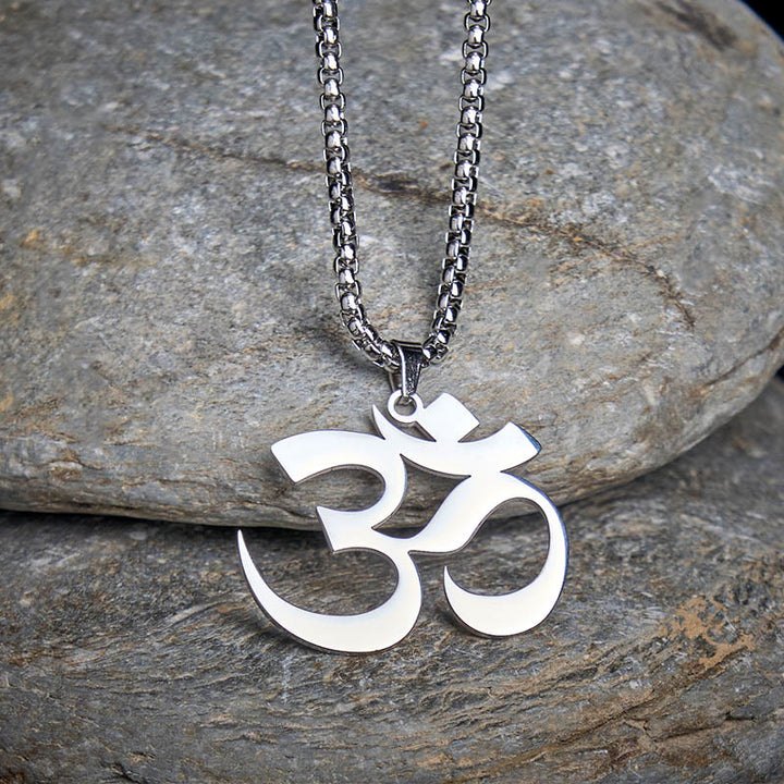 Buddha Stones Collier pendentif en acier inoxydable avec symbole Om et mantra - image 9
