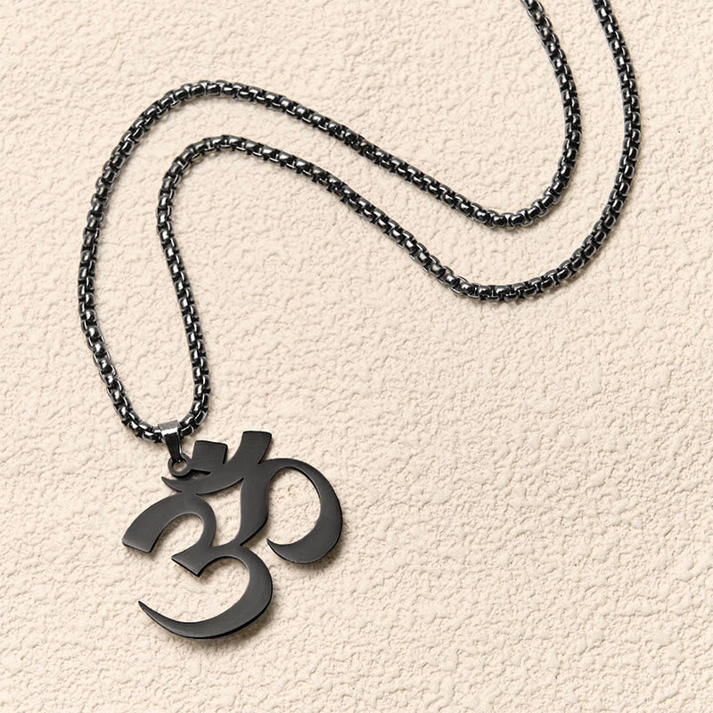 Buddha Stones Collier pendentif en acier inoxydable avec symbole Om et mantra - image 19