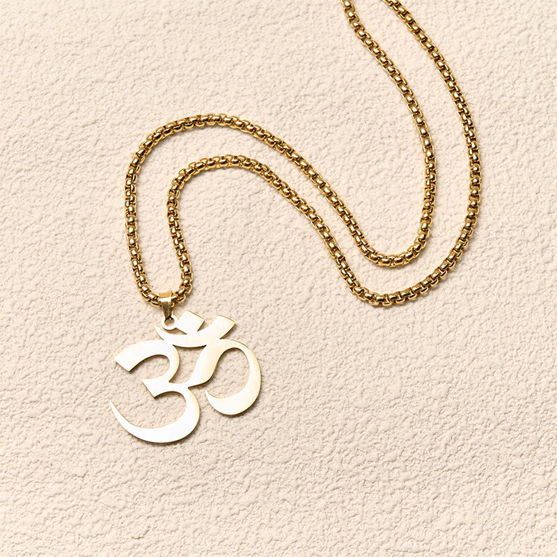 Buddha Stones Collier pendentif en acier inoxydable avec symbole Om et mantra - image 4
