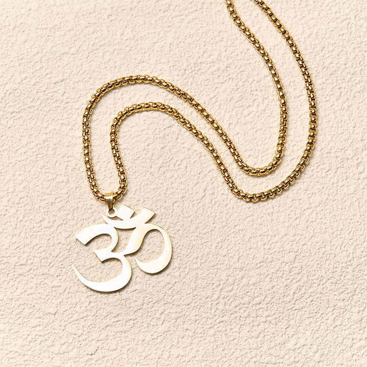 Buddha Stones Collier pendentif en acier inoxydable avec symbole Om et mantra - image 4