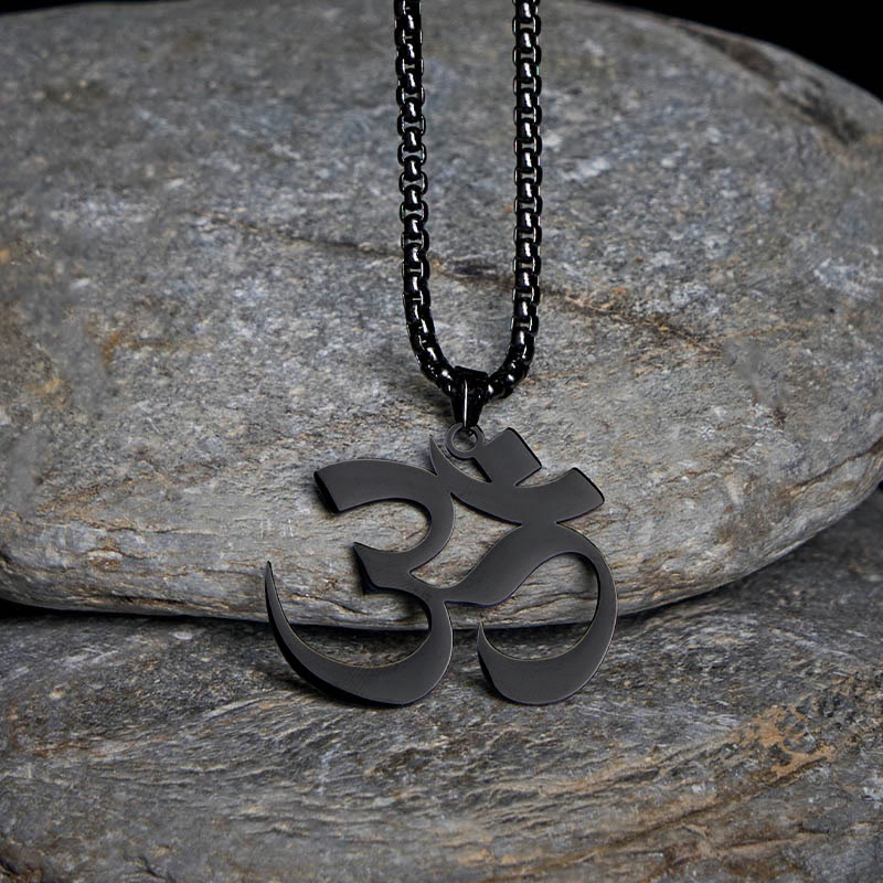 Buddha Stones Collier pendentif en acier inoxydable avec symbole Om et mantra - image 16