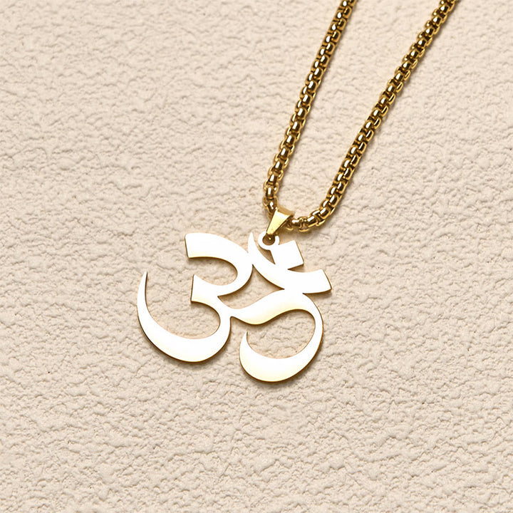 Buddha Stones Collier pendentif en acier inoxydable avec symbole Om et mantra - image 3