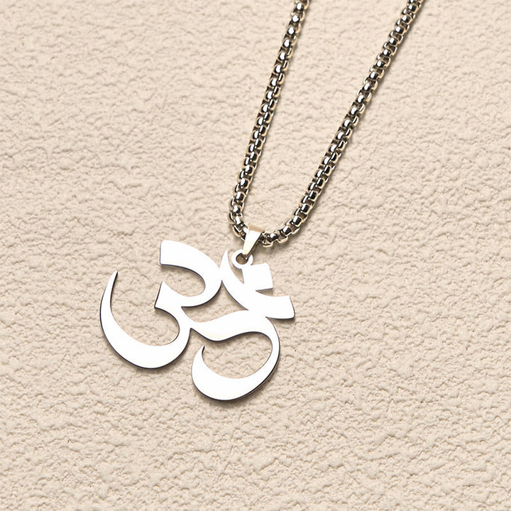 Buddha Stones Collier pendentif en acier inoxydable avec symbole Om et mantra - image 11