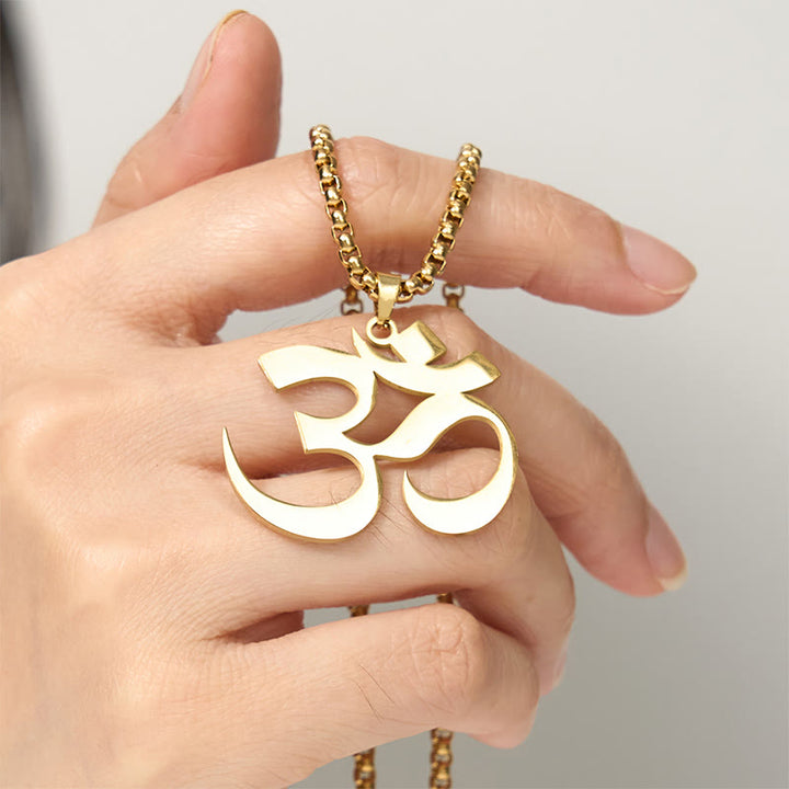 Buddha Stones Collier pendentif en acier inoxydable avec symbole Om et mantra - image 5