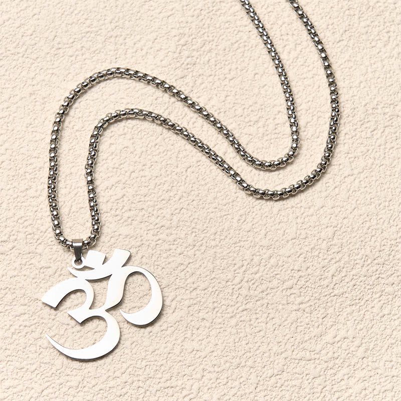 Buddha Stones Collier pendentif en acier inoxydable avec symbole Om et mantra - image 12
