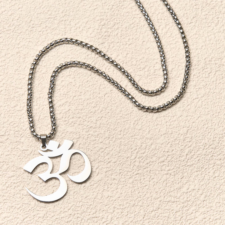 Buddha Stones Collier pendentif en acier inoxydable avec symbole Om et mantra - image 12