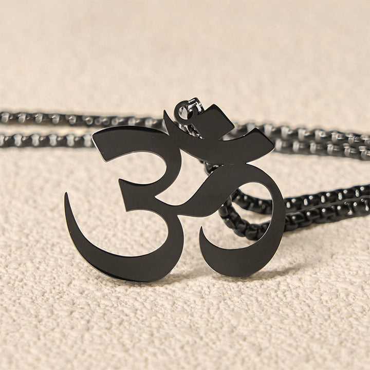 Buddha Stones Collier pendentif en acier inoxydable avec symbole Om et mantra - image 17