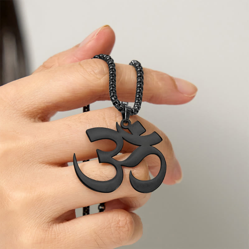 Buddha Stones Collier pendentif en acier inoxydable avec symbole Om et mantra - image 20