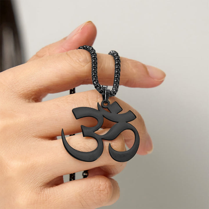 Buddha Stones Collier pendentif en acier inoxydable avec symbole Om et mantra - image 20