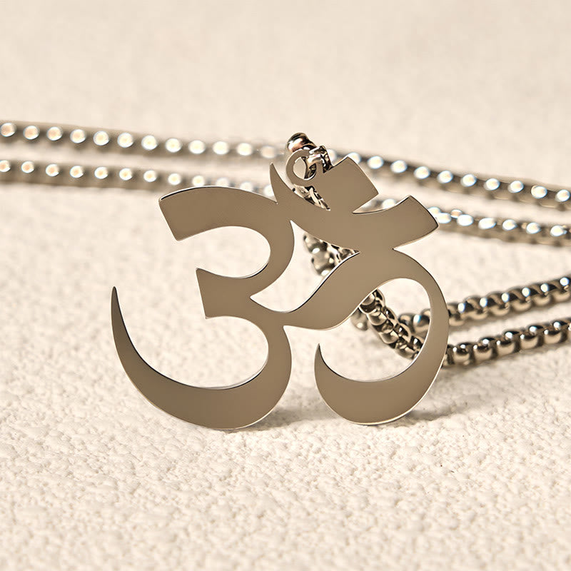 Buddha Stones Collier pendentif en acier inoxydable avec symbole Om et mantra - image 10