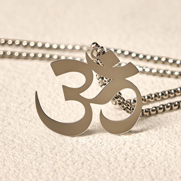 Buddha Stones Collier pendentif en acier inoxydable avec symbole Om et mantra - image 10