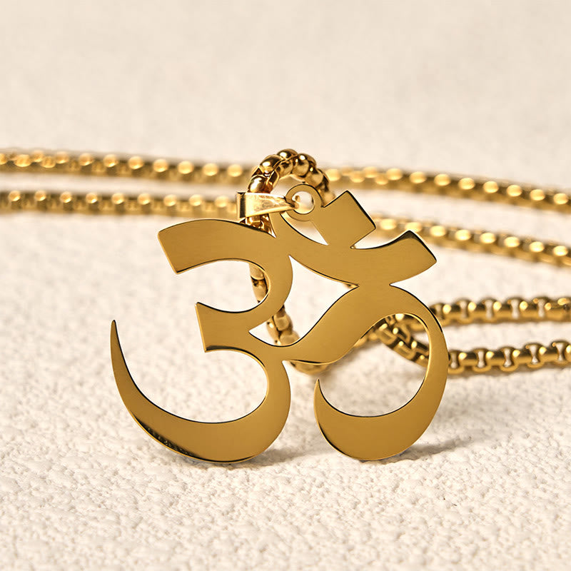 Buddha Stones Collier pendentif en acier inoxydable avec symbole Om et mantra - image 2