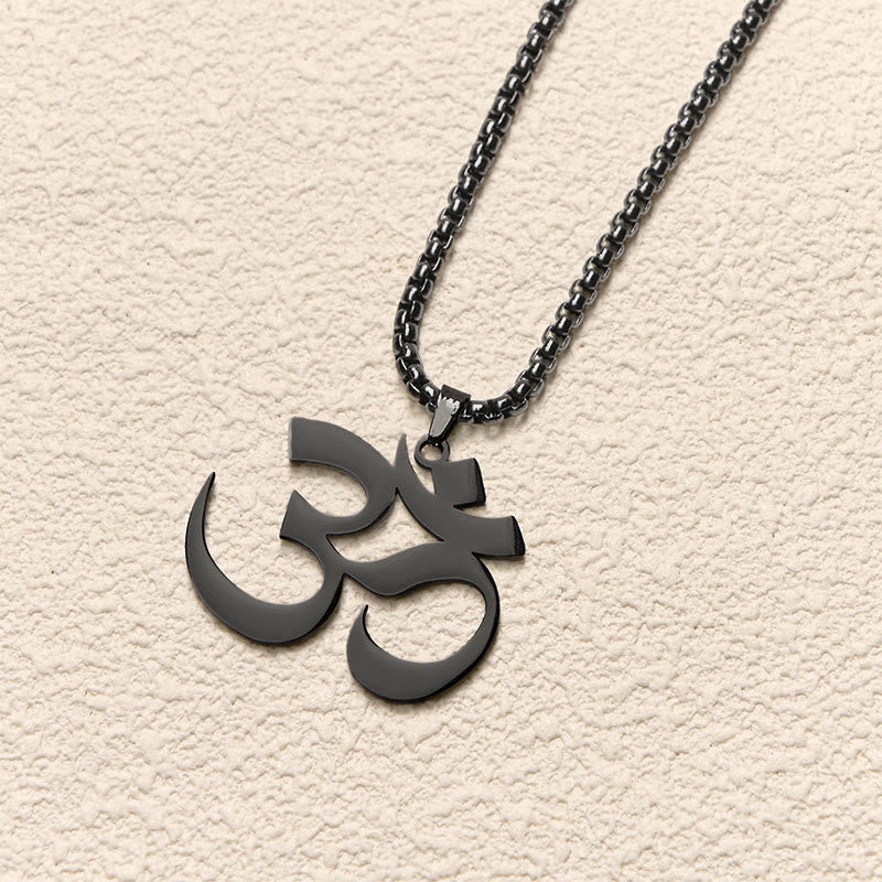 Buddha Stones Collier pendentif en acier inoxydable avec symbole Om et mantra - image 18