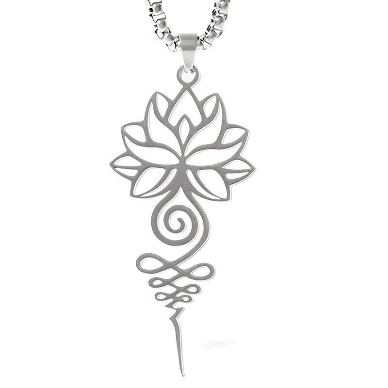 Collier pendentif en acier inoxydable représentant le symbole du chakra Unalome et des Buddha Stones - image 5